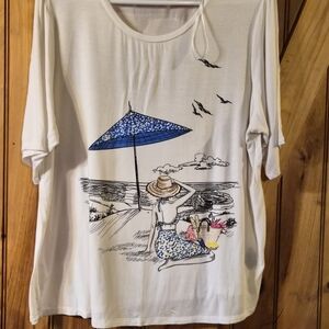 Chic White Beach Scene Tee
